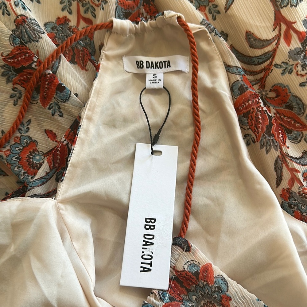 BB Dakota Allisa Floral Halter Trapeze Swing Mini Dress Cream Red Size Small NWT - Picture 14 of 15